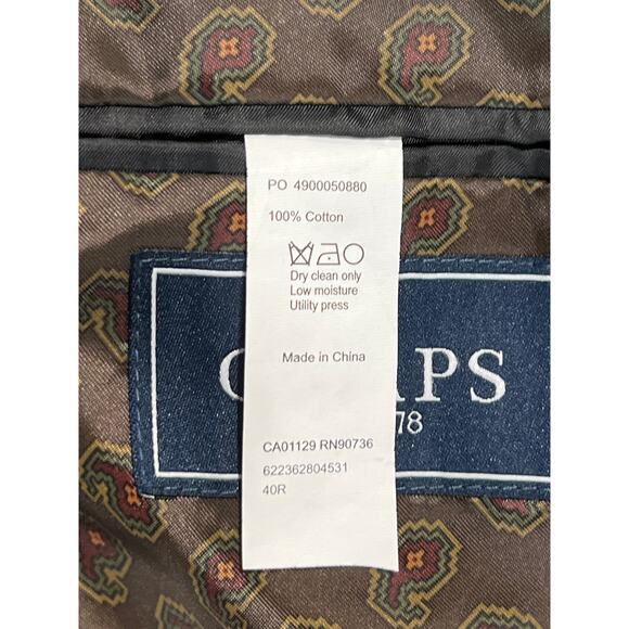 Chaps Black Corduroy Leather Elbow Patch Blazer Men's Size 40R Academic Classic - Picture 9 of 10